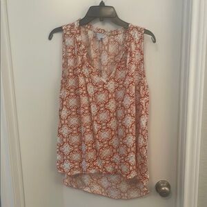 Floral Sleeveless Top - Rust and White
